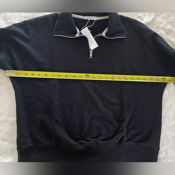 perfectwhitetee Maren french terry 1/4 zip sweatshirt- True Black- Size Medium - Picture 5 of 5